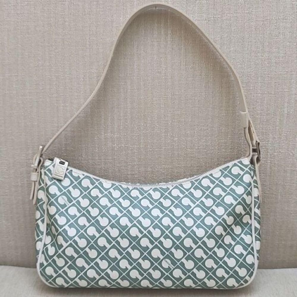 Gherardini Green and White Shoulder Bag with Attached Case/Wallet